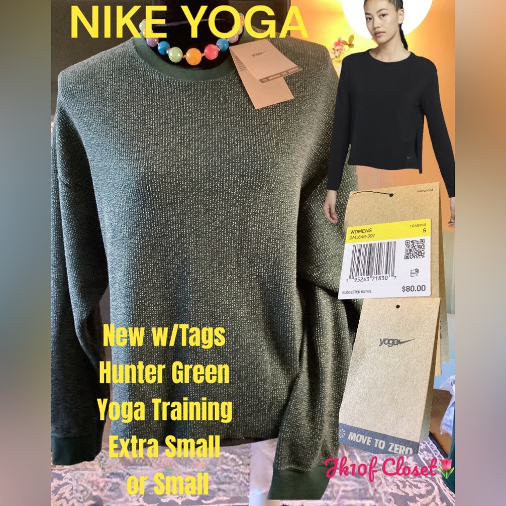 LOWEST🌺NWT NIKE XS GREEN YOGA TRAINING TOP
